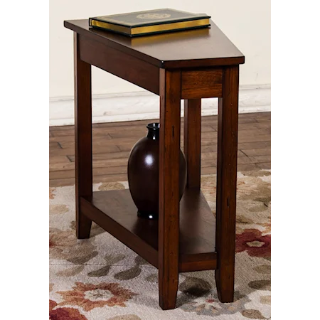 Cherry Finish Wedge Chair Side Table